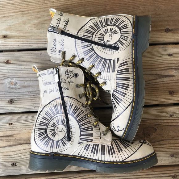 Goby Shoes - Goby Music Speaks Piano Combat Boots Womens Size 8